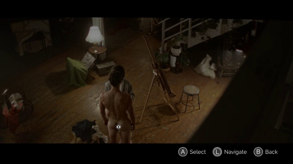 Carl stands naked in a loft apartment in the film Minsky
