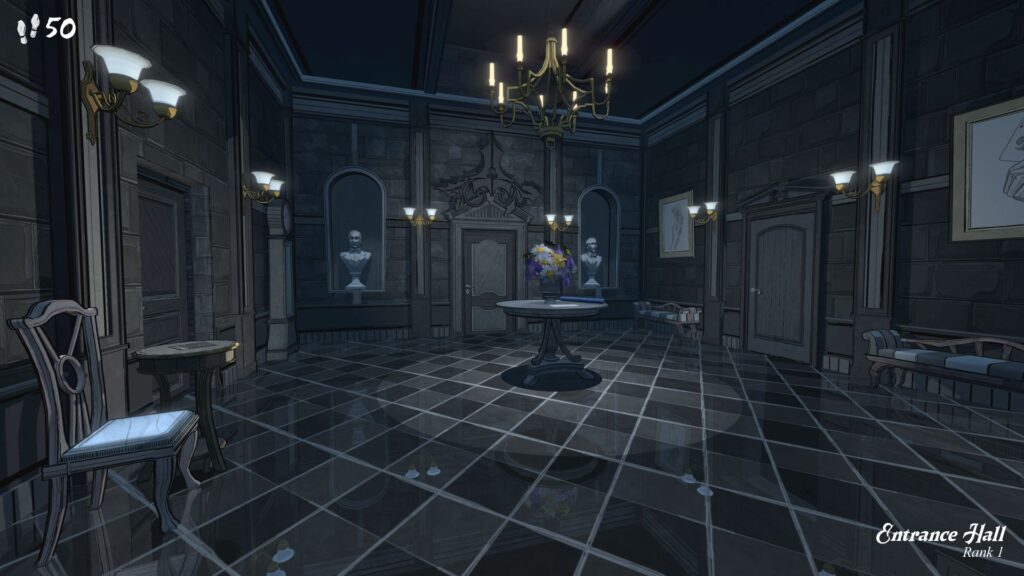 A screenshot from Blue Prince showing the Entrance Hall