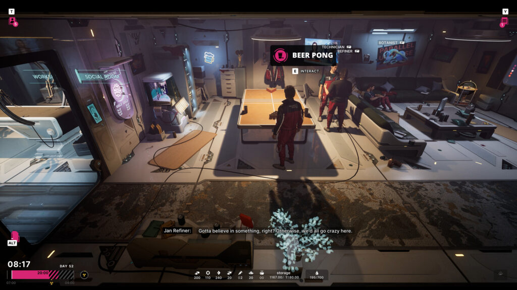 the lounge area in the alters where Jan Prime can play beer pong with his clones to distract them from the fact that they are slaves
