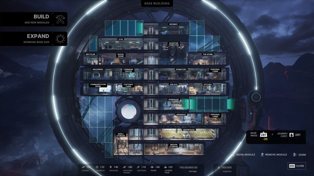 The base management in the alters, a side on view of the giant wheel reminiscent of Fallout Shelter